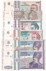 ROMANIA. Repubblica (dal 1989). Banca Nazionale. 200-500(x2)-1000-5000(x2) lei 1991-93. P# 98-100-101-102-103-104. Lotto di 6 pezzi.

Diritti d'Asta...