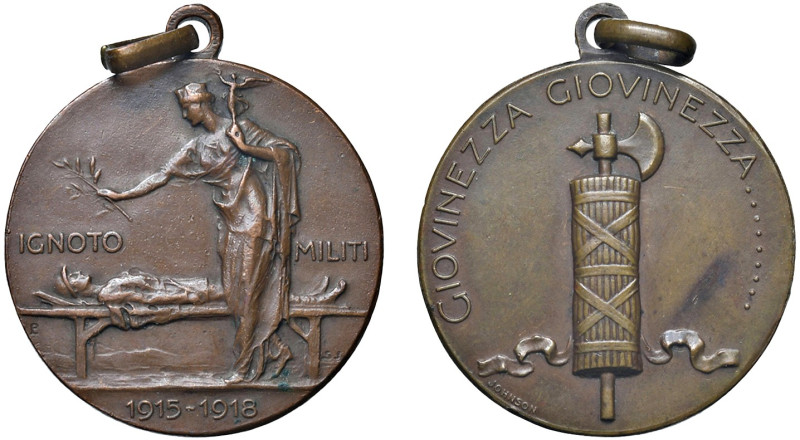 COMMEMORATIVE. 1921. Lotto di 2 medaglie per Ignoto Militi "Giovinezza Giovinezz...