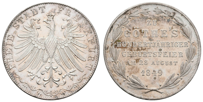 Deutschland 1800-1871 Frankfurt am Main Freie Stadt
 Doppelgulden, 1849, Goethe...