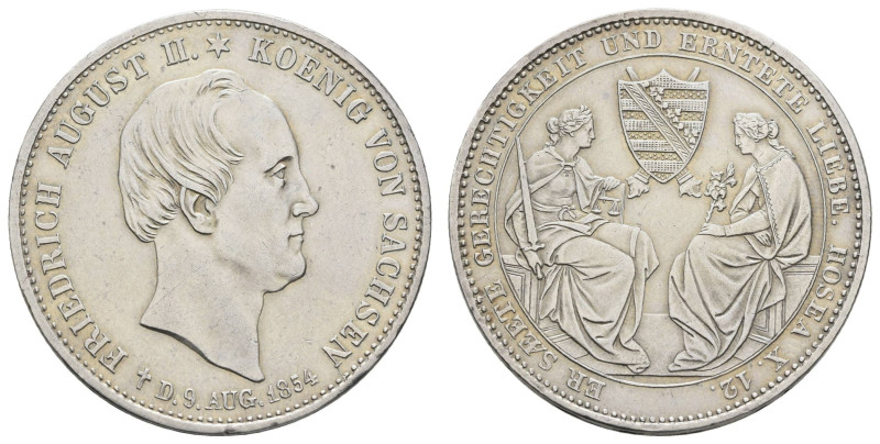 Deutschland 1800-1871 Sachsen
 Taler, 1854, Friedrich August II., auf seinen To...