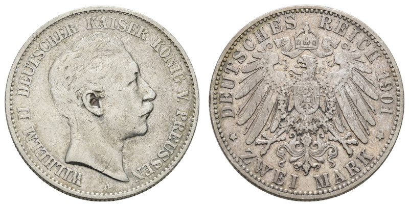 Silbermünzen des Kaiserreichs Preussen
 2 Mark, 1901, Wilhelm II., s-ss, J. 102...