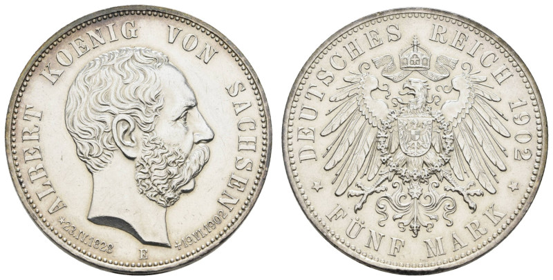 Silbermünzen des Kaiserreichs Sachsen
 5 Mark, 1902, Albert, auf seinen Tod, kl...