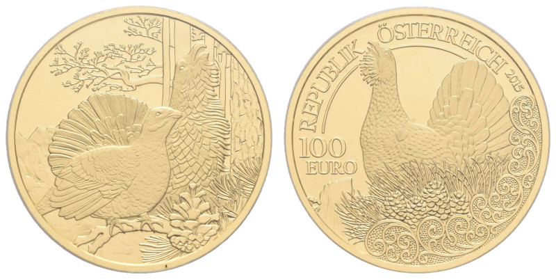 Europa und Übersee Österreich ab 1945
 100 Euro, Gold, 2015, Auerhahn, Fb. 962,...