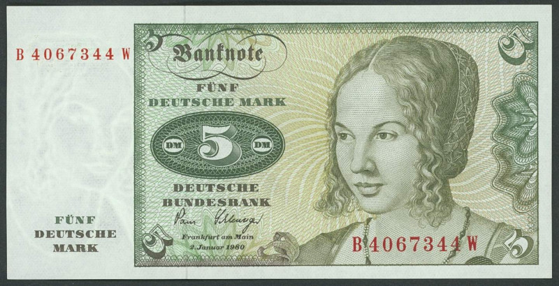 Banknoten Geldscheine Deutsche Bundesbank
 Bündel mit 100x 5 Deutsche Mark 2.1....