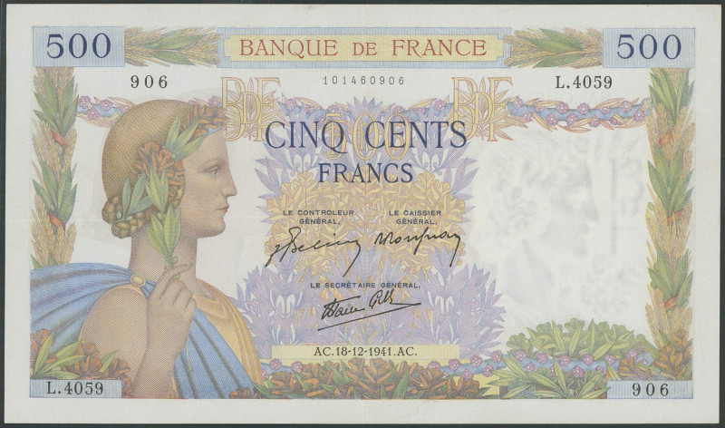 Banknoten Banknoten Europa
 Frankreich, Banque de France, 2 Noten: 500 Francs 1...