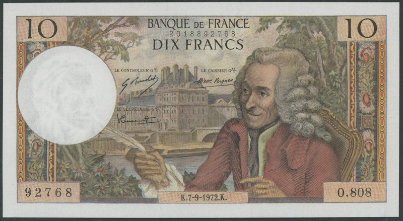 Banknoten Banknoten Europa
 Frankreich, Banque de France, 10 Francs 7.9.1972 P-...