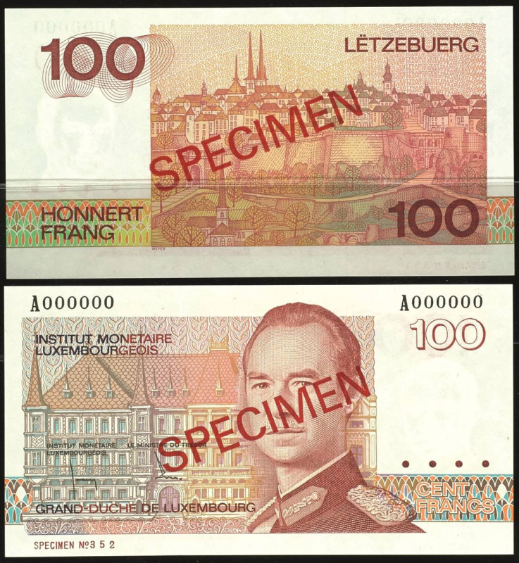 Banknoten Banknoten Europa
 Luxemburg, 2x 100 Francs, o. D (1986), Serie A, Spe...