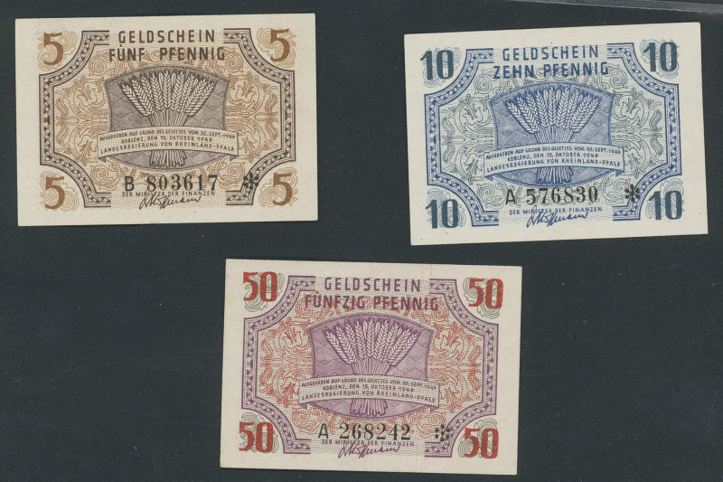 Banknoten Notgeld Scheine
 Deutschland, FBZ-Rheinland-Pfalz, Landesregierung, 5...