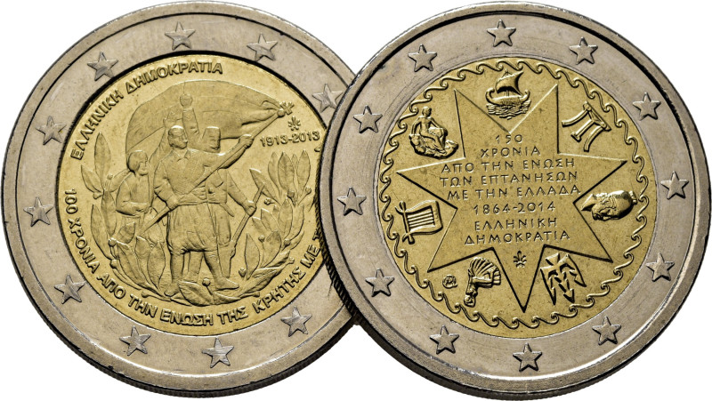 GRECIA. Revolución de 1913 y 150 años de Greca (1864). 2€. 2013 y 2014. K253 (6$...