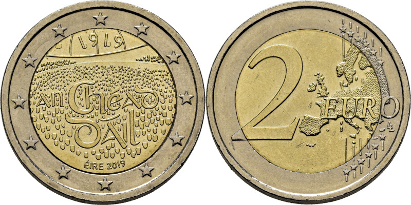 IRLANDA. Noventa años de "an Chead dail". 2€. 2019. Marquitas de contacto con ot...