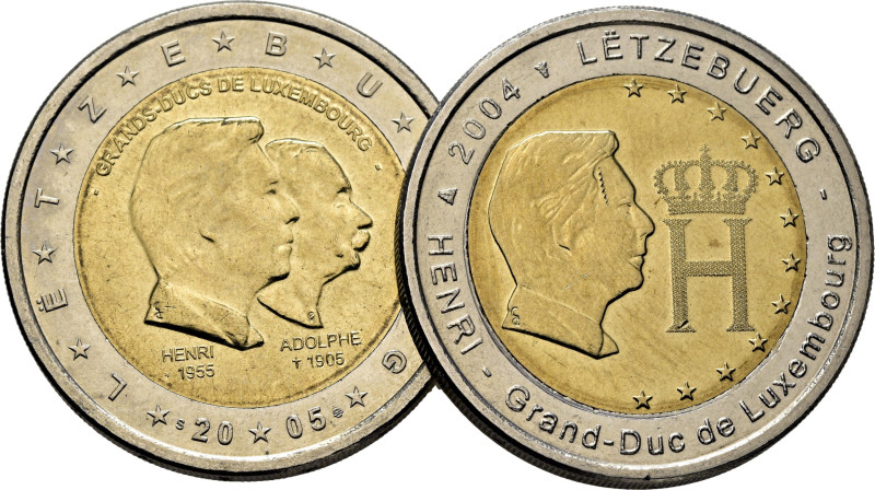 LUXEMBURGO. La Dinastía y Centenario del G. D. Adolf. 2€. 2004 y 2005. K85 y 87 ...