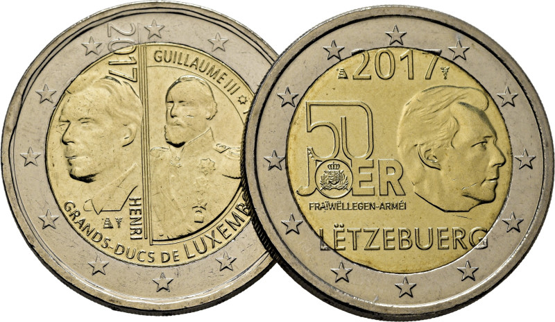 LUXEMBURGO. Guillermo III y Enrique y Cincuentenario de la Armada. 2€. 2017. Mar...