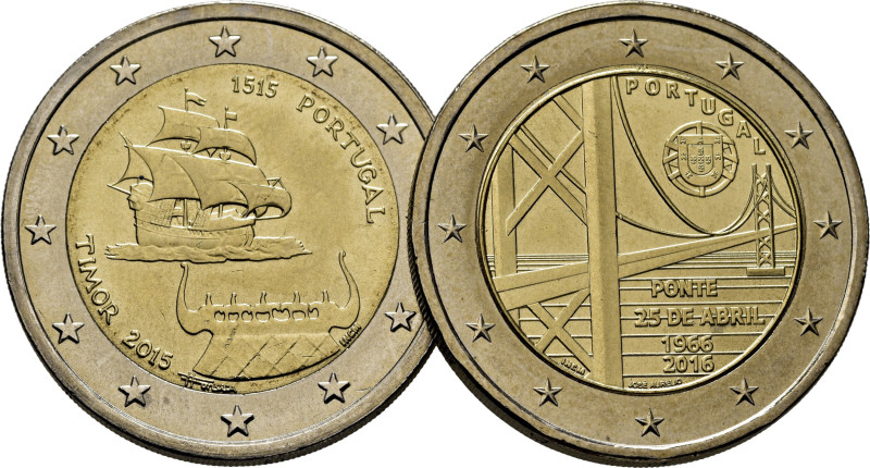 PORTUGAL. Timor y (Puente Salazar), 25 de Abril, cincuentenario. 2€. 2015 y 2016...