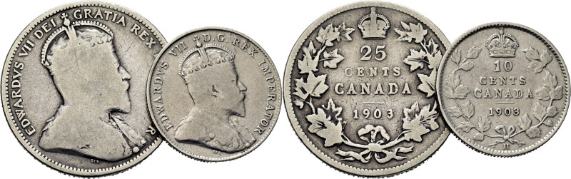 CANADÁ. Fernando VII. 25 y 10 cents. 1903 y 1903. H. K11 (20$) y 10 (8$). BC-/BC...