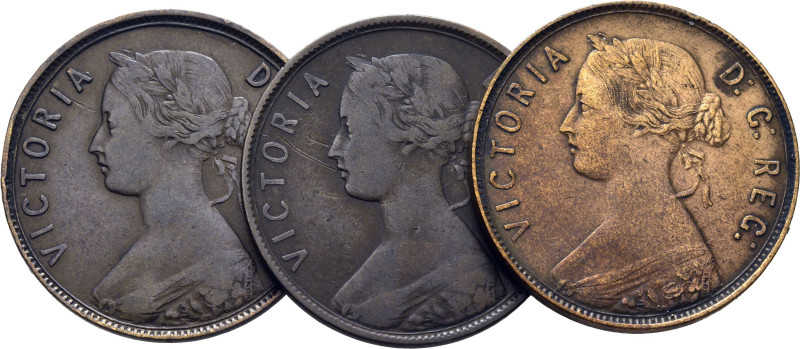 CANADÁ-TERRANOVA. Victoria. 1 cent. 1876, 1888 y 1890. K1 (15+80+15$). Limpiada ...