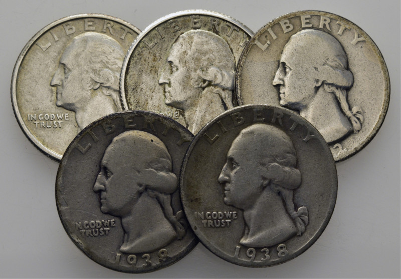 EE.UU./USA. Washington. 1/4$. 1932, 1934, 1934-D, 1938 y 1938-S. K164 (-30$). BC...