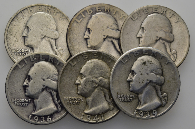 EE.UU./USA. Washington. 1/4$. 1935, 1936-D, 1937-D, 1939, 1940-S y 1941. K164 (+...