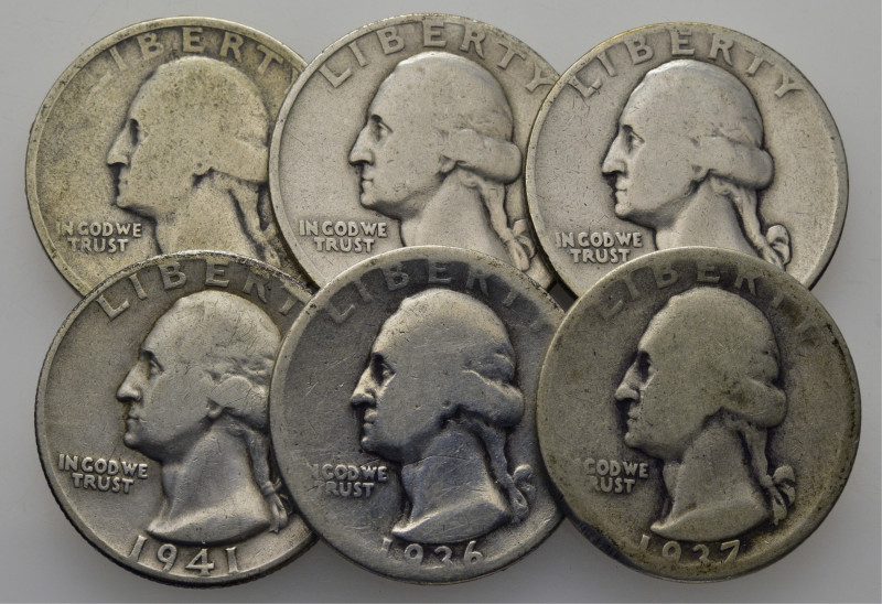 EE.UU./USA. Washington. 1/4$. 1935-S, 1936, 1937-S, 1939-D, 1940 y 1941-D. K164 ...