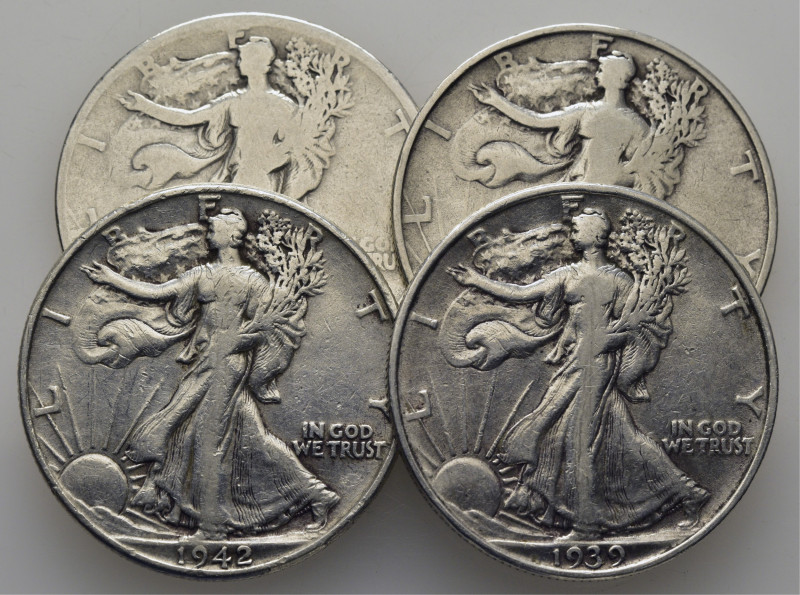 EE.UU./USA. Libertad caminando. 1/2$. 1936-D, 1939, 1940-S y 1942. K142 (-45$). ...