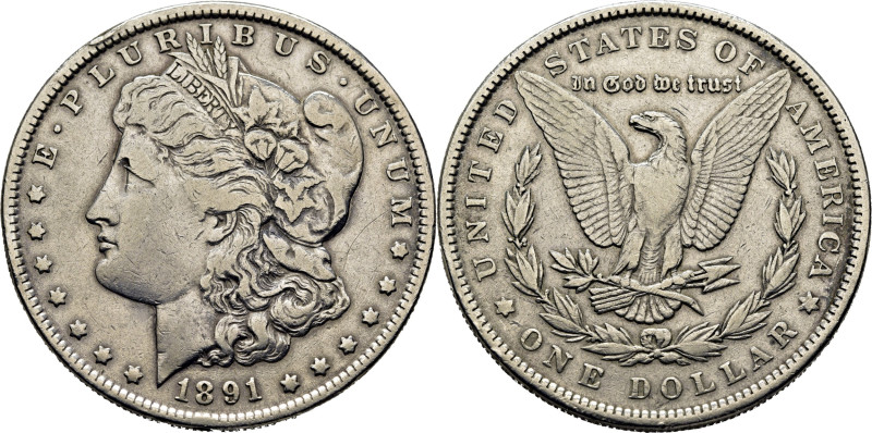 EE.UU./USA. Morgan. 1$. Filadelfia. 1891. K110 (21$). Golpe en canto. MBC-/MBC