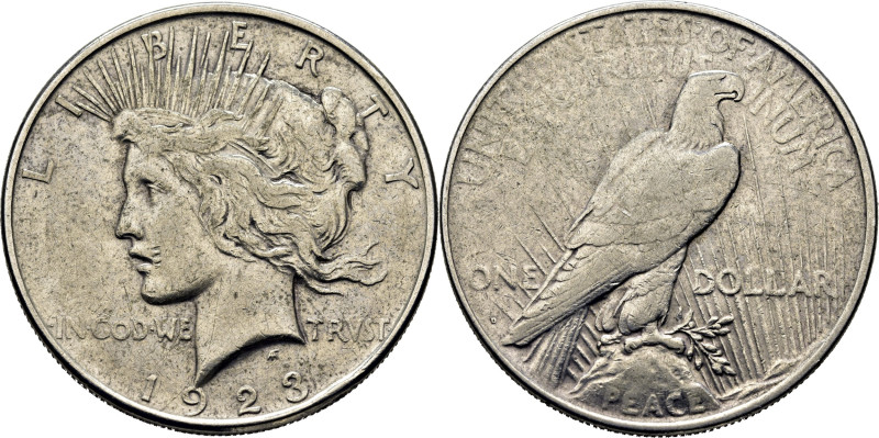 EE.UU./USA. Paz. 1$. Denver. 1923. K150 (25/30$). Marca en la mejilla. Suaves fi...