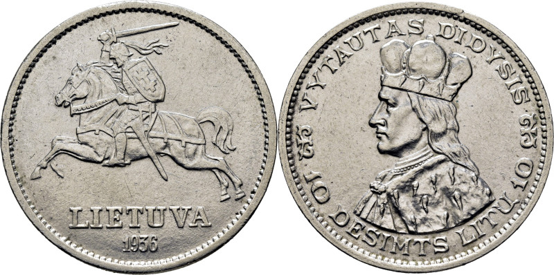 LITUANIA. Uytantas Didysis. 10 Litu. 1936. K83 (-40$). Frotada. Suaves finas ray...