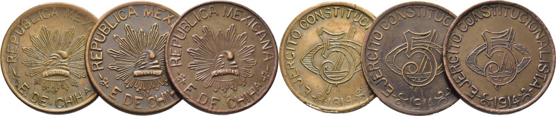 MÉXICO. Estado de Chihuahua. Ejército Constitucionalista. 5 centavos. 1914. Cuño...