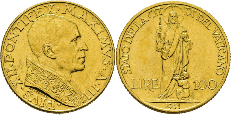 VATICANO. Pío XII. 100 liras. 1941. Año III. Cristo Redentor. Jesús con cetro y ...