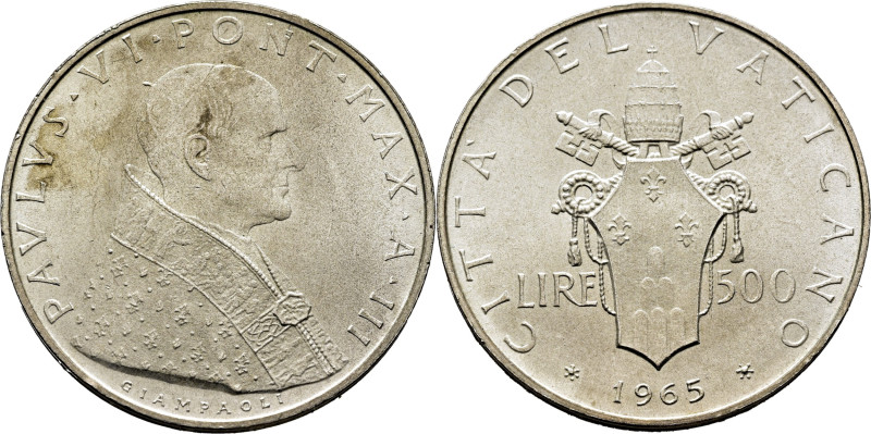 VATICANO. Pablo VI. Escudo papal. 50 liras. 1965 (año 3). K83.2 (40$). Acuñación...