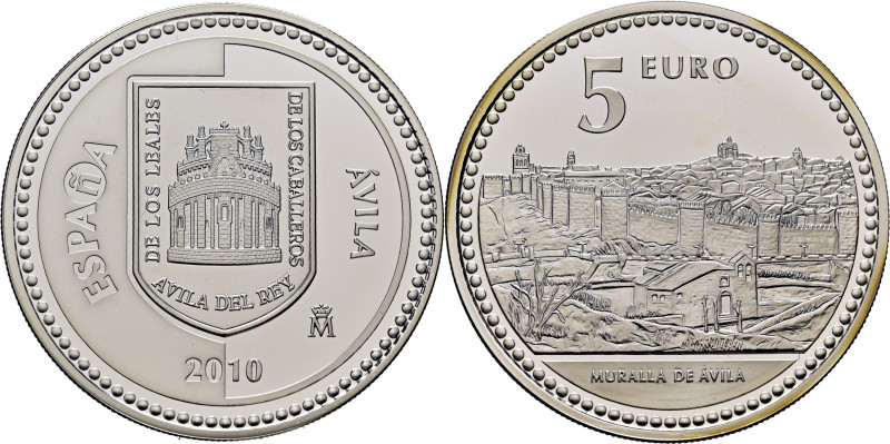 JUAN CARLOS I. Ávila. Muralla de Ávila. 5 euros. 2010. Con su certificado de la ...