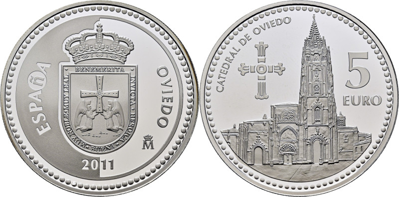 JUAN CARLOS I. Oviedo. Catedral de Oviedo. 5 euros. 2011. Con su certificado de ...