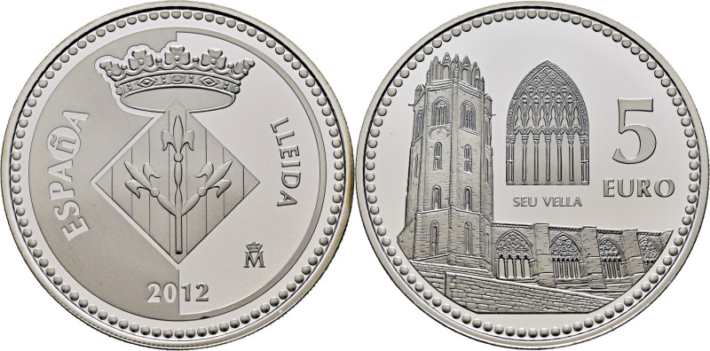 JUAN CARLOS I. Lérida. Seu Vella (Vieja). 5 euros. 2012. Con su certificado de l...