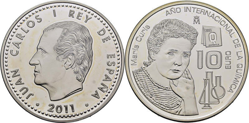 JUAN CARLOS I. Año internacional de la Química. María Curie. 10 €. 2011. En su c...