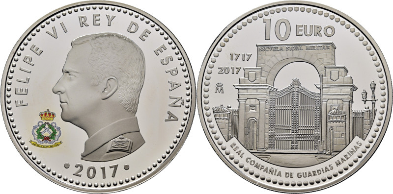 FELIPE VI. 300 Aniversario Real Compañía de Guardias Marinas. 10 €. 2017. En su ...