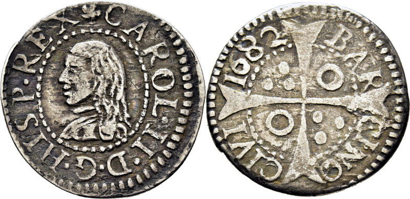 CARLOS II. Barcelona. Croat. 1682. Cy7230 (90€). Mejor que MBC