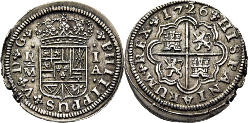 FELIPE V. Madrid. Real. 1726. A. Cy8438 (35€). Fallito de fabricación en la graf...