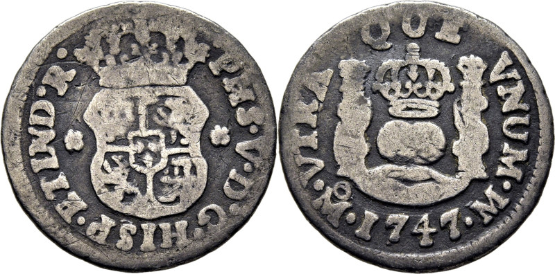 FELIPE V. Méjico. 1/2 real. 1747. M. Cy8321 (40€). Ligeras oxidaciones. BC+