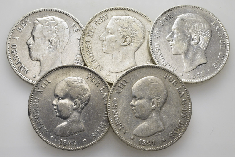 CENTENARIO. Madrid. 5 pesetas. 1871*18-71; 1876*x-76; 1885*18-87; 1888*18-88 MPM...