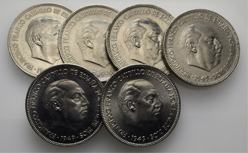 ESTADO ESPAÑOL. 5 pesetas. 1949*1949 (3) y *19-50 (2) y otra *19-xx. Cy17836 y 1...