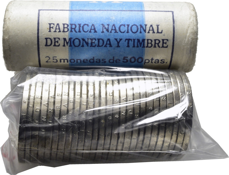 JUAN CARLOS I. 500 pesetas. Juan Carlos y Sofía. 1988. Cartucho de la FNMT en pe...