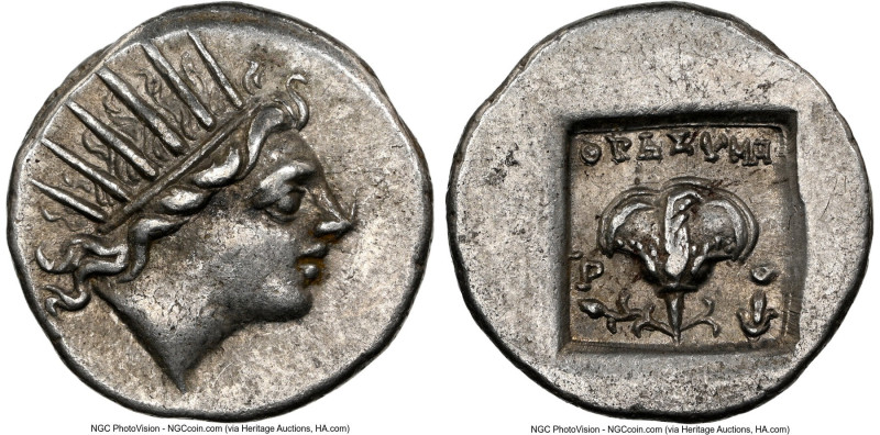 CARIAN ISLANDS. Rhodes. Ca. 88-84 BC. AR drachm (15mm, 11h). NGC XF. Plinthophor...