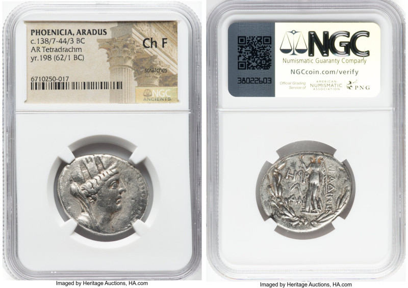 PHOENICIA. Aradus. Ca. 138/7-44/3 BC. AR tetradrachm (28mm, 12h). NGC Choice Fin...