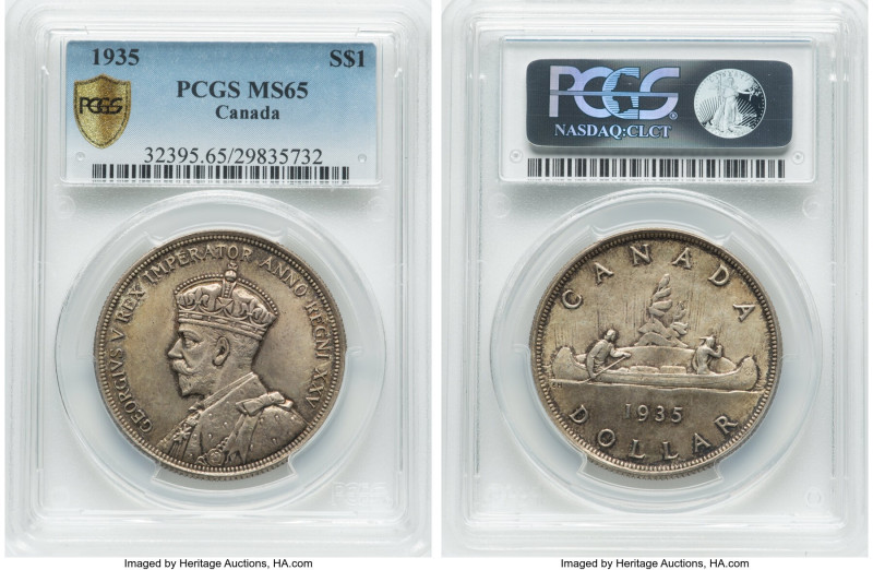 3-Piece Lot of Certified Assorted Dollars PCGS, 1) George V Dollar 1935 - MS65, ...