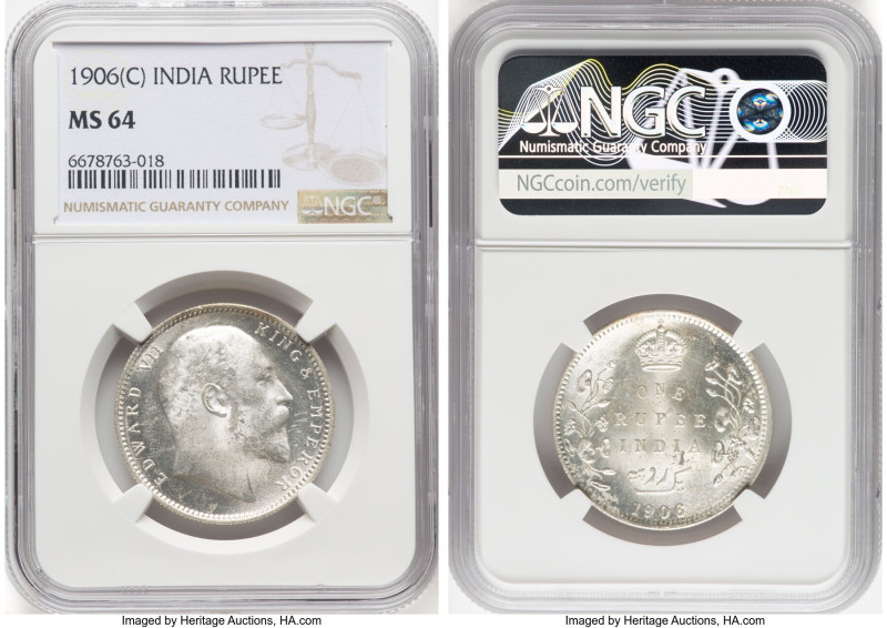 British India. Edward VII Rupee 1906-(c) MS64 NGC, Calcutta mint, KM508. HID0980...