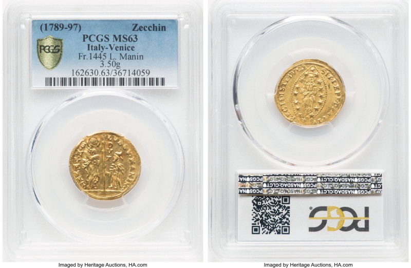 Venice. Ludovico Manin gold Zecchino ND (1789-1797) MS63 PCGS, Venice mint, KM75...