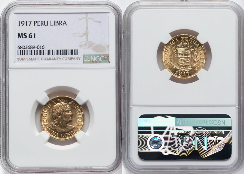 Republic gold Libra 1917 MS61 NGC, Lima mint, KM207, Fr-73. HID09801242017 © 202...