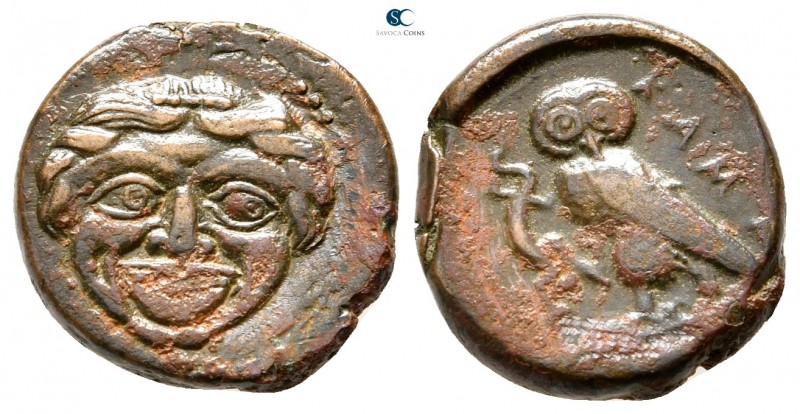 Sicily. Kamarina circa 420-405 BC. 
Tetras Æ

13 mm., 2,61 g.



very fin...
