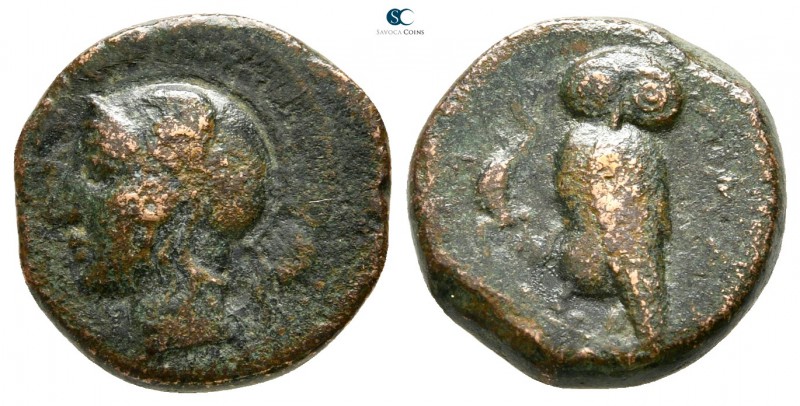 Sicily. Kamarina 420-405 BC. 
Tetras or Trionkion Æ

14 mm., 3,24 g.



f...