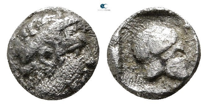Macedon. Scione 470-454 BC. 
Hemiobol AR

7 mm., 0,38 g.



very fine