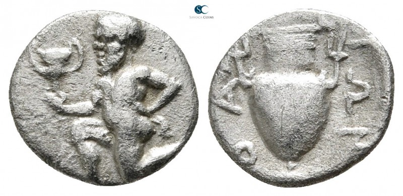 Islands off Thrace. Thasos circa 411-340 BC. 
Trihemiobol AR

10 mm., ,77 g....